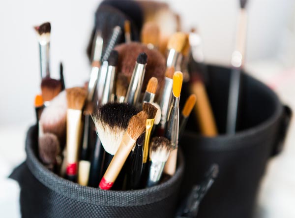 Makeup brushes used by a Kent Makeup Artist during a Makeup Lesson