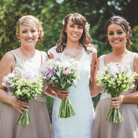 Kent Hair & Makeup Artist | Bride and Bridesmaids holding their bouquets