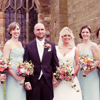 Kent Hair & Makeup Artist | Bridal party outside the church after the ceremony