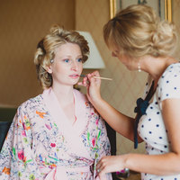 Kent Hair & Makeup Artist | Bride having lipstick applied before her wedding ceremony